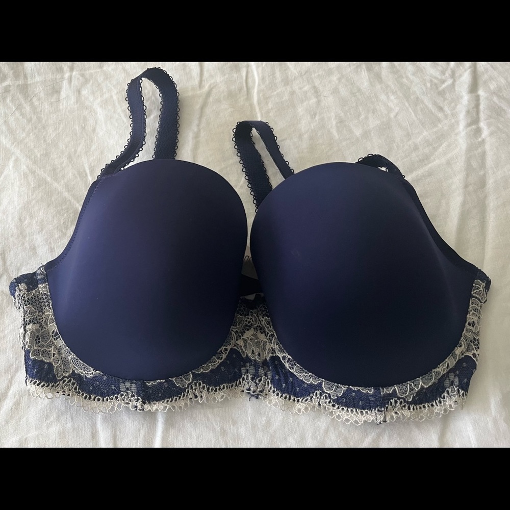 Panache Navy Bra with Contrast Lace